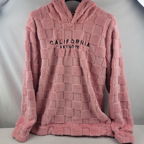 NWOT California Keynote cozy fuzzy viral hoodie in pink size Large - Picture 3 of 6